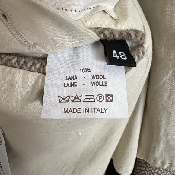 Brunello Cucinelli Men’s 100% Wool Herringbone Tan Overcoat Size 48 Mid Length - Picture 10 of 10